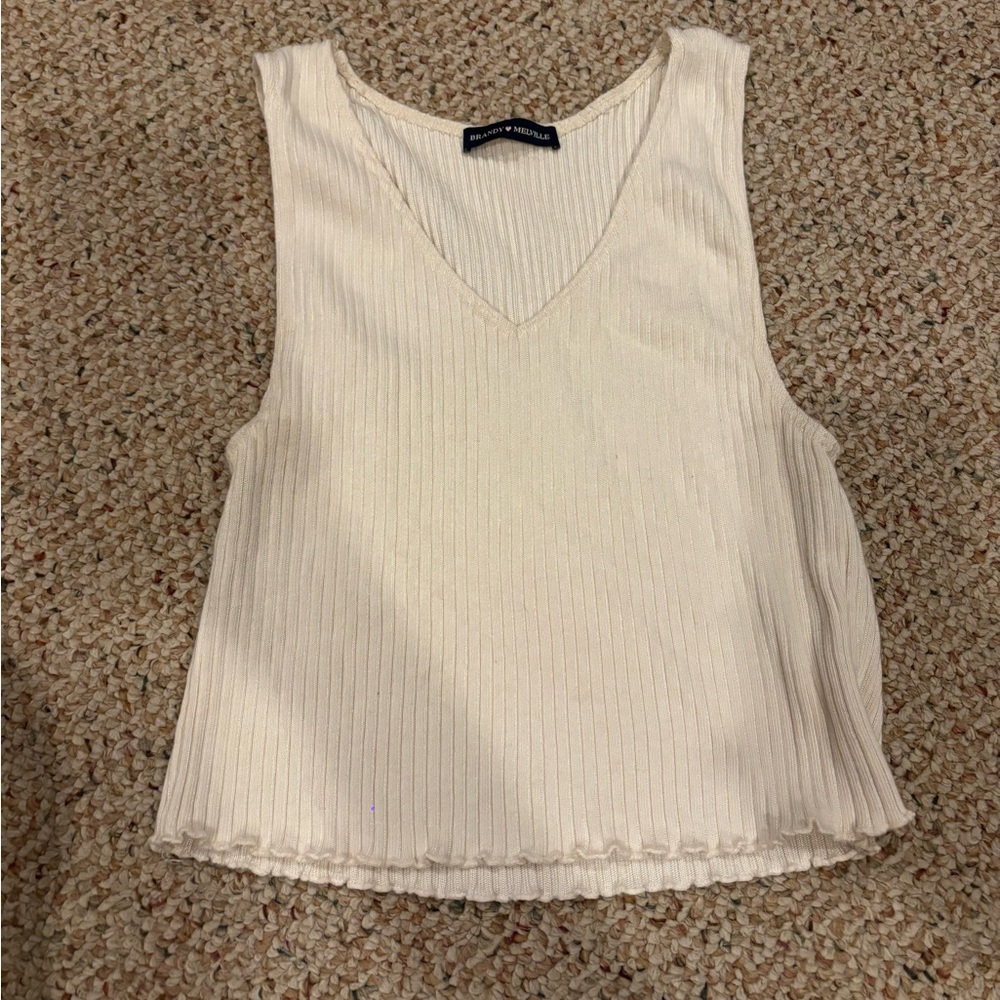 Brandy Melville Ivory Ribbed Tank Top